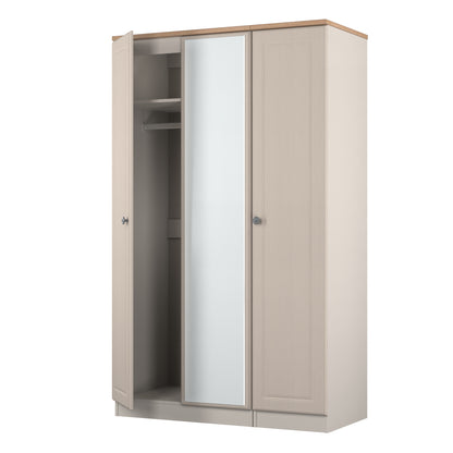 Norfolk Tall Mirror Wardrobe Off-white & Light Oak 1 Shelf 111cm