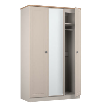 Norfolk Tall Mirror Wardrobe Off-white & Light Oak 1 Shelf 111cm
