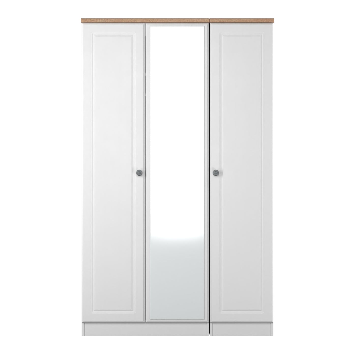 Norfolk Tall Mirror Wardrobe White & Light Oak 1 Shelf 111cm