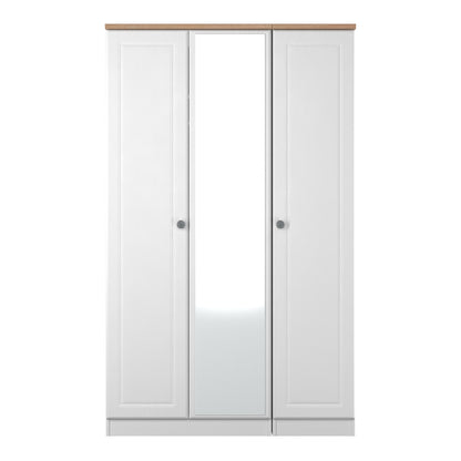 Norfolk Tall Mirror Wardrobe White & Light Oak 1 Shelf 111cm