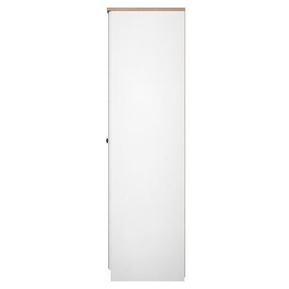 Norfolk Tall Mirror Wardrobe White & Light Oak 1 Shelf 111cm