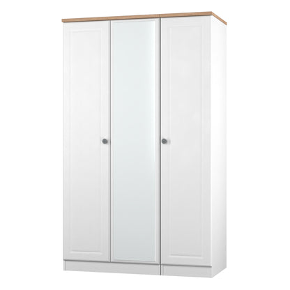 Norfolk Tall Mirror Wardrobe White & Light Oak 1 Shelf 111cm