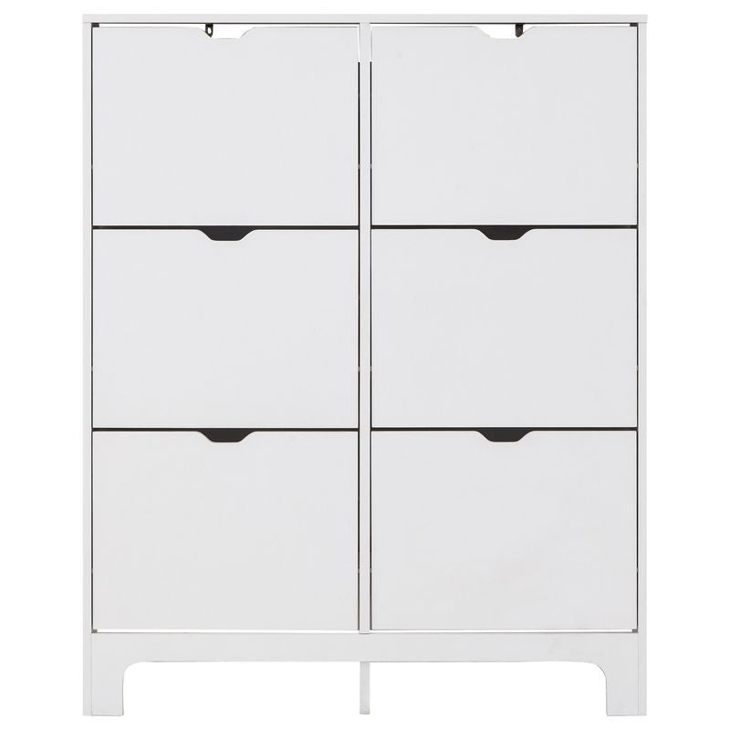 Narrow Tall Shoe Storage White 6 Doors 6 Shelves