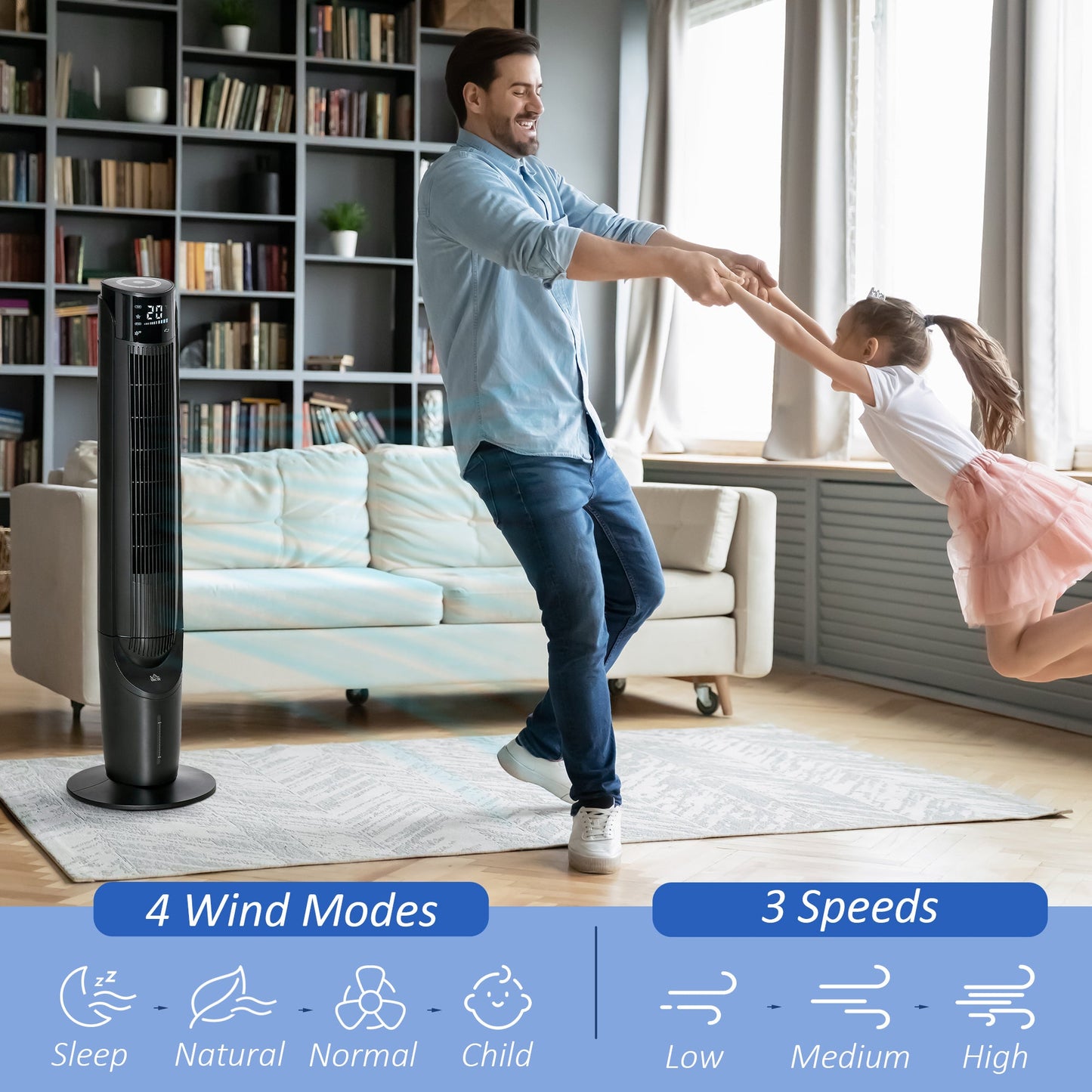 2.8L Oscillating Three Speed Air Cooler With Timer & Remote Control Black & White