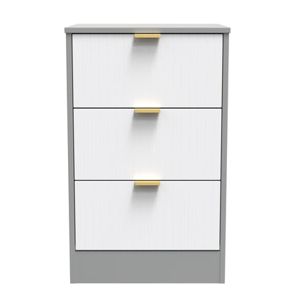 Nashville F Bedside Table White & Grey 3 Drawers 45cm