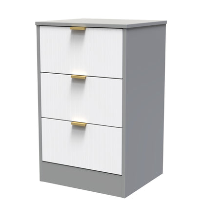 Nashville F Bedside Table White & Grey 3 Drawers 45cm