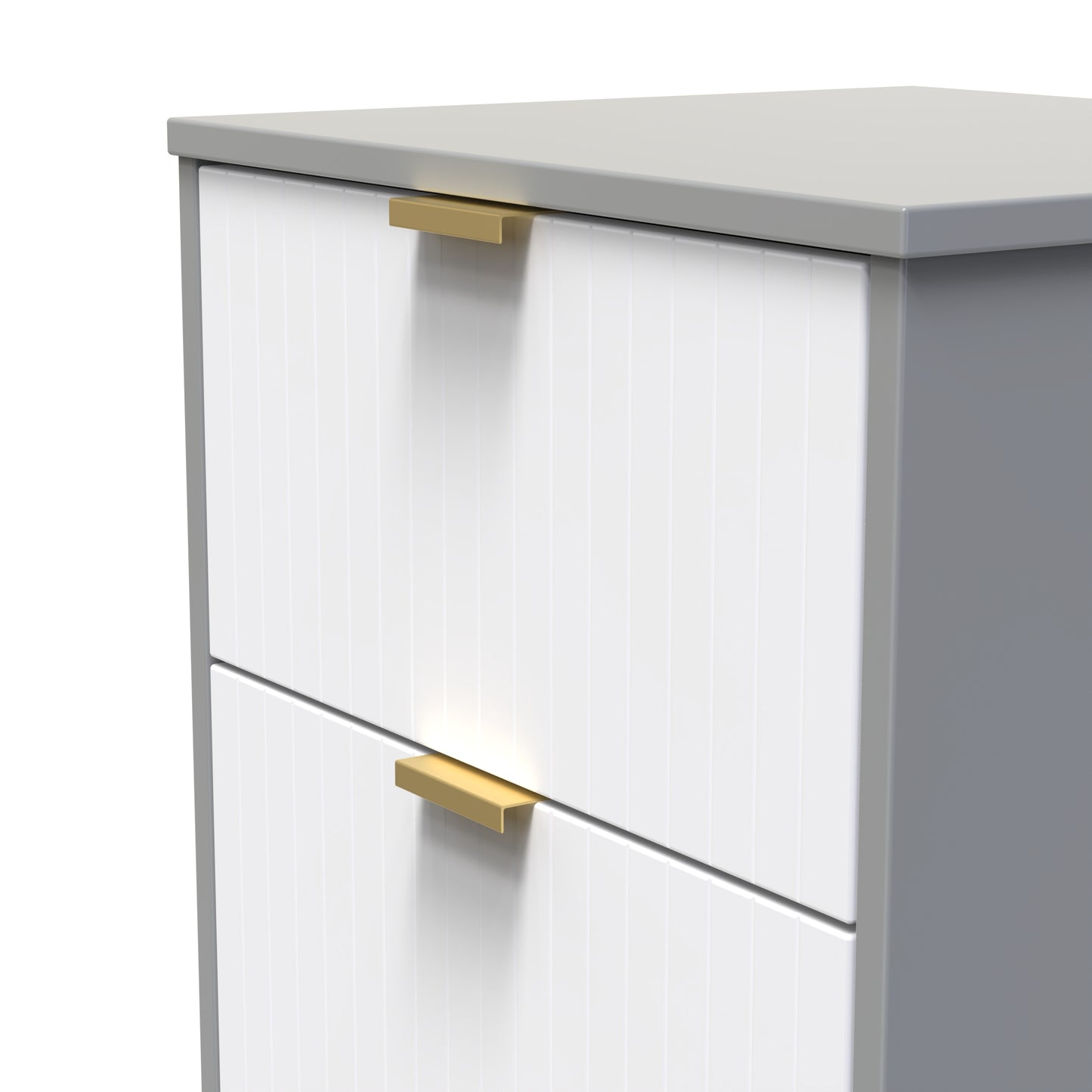 Nashville F Bedside Table White & Grey 3 Drawers 45cm