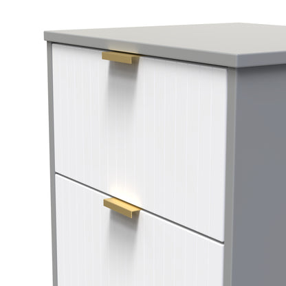 Nashville F Bedside Table White & Grey 3 Drawers 45cm