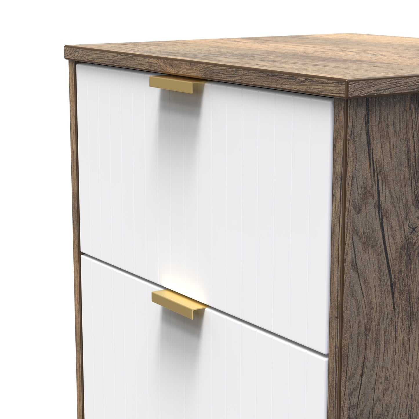 Nashville F Bedside Table White & Vintage Oak 3 Drawers 45cm