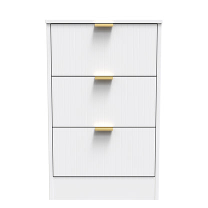 Nashville F Bedside Table White 3 Drawers 45cm