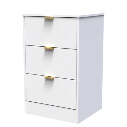 Nashville F Bedside Table White 3 Drawers 45cm