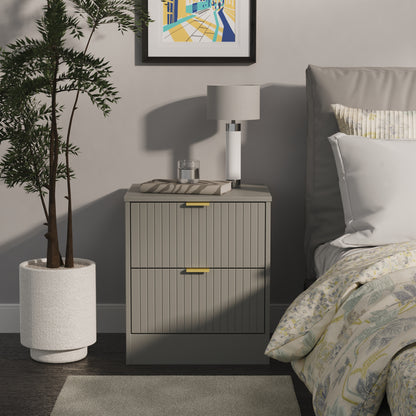 Nashville F Bedside Table Grey 2 Drawers 45cm