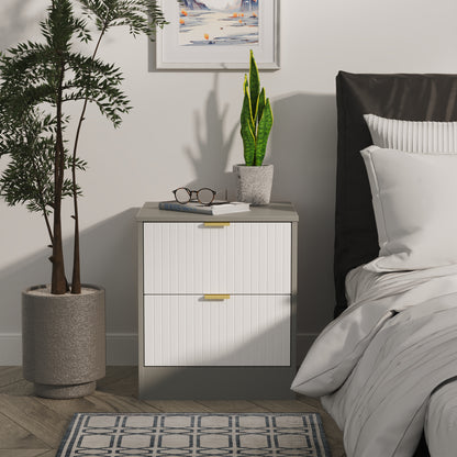 Nashville F Bedside Table White & Grey 2 Drawers 45cm