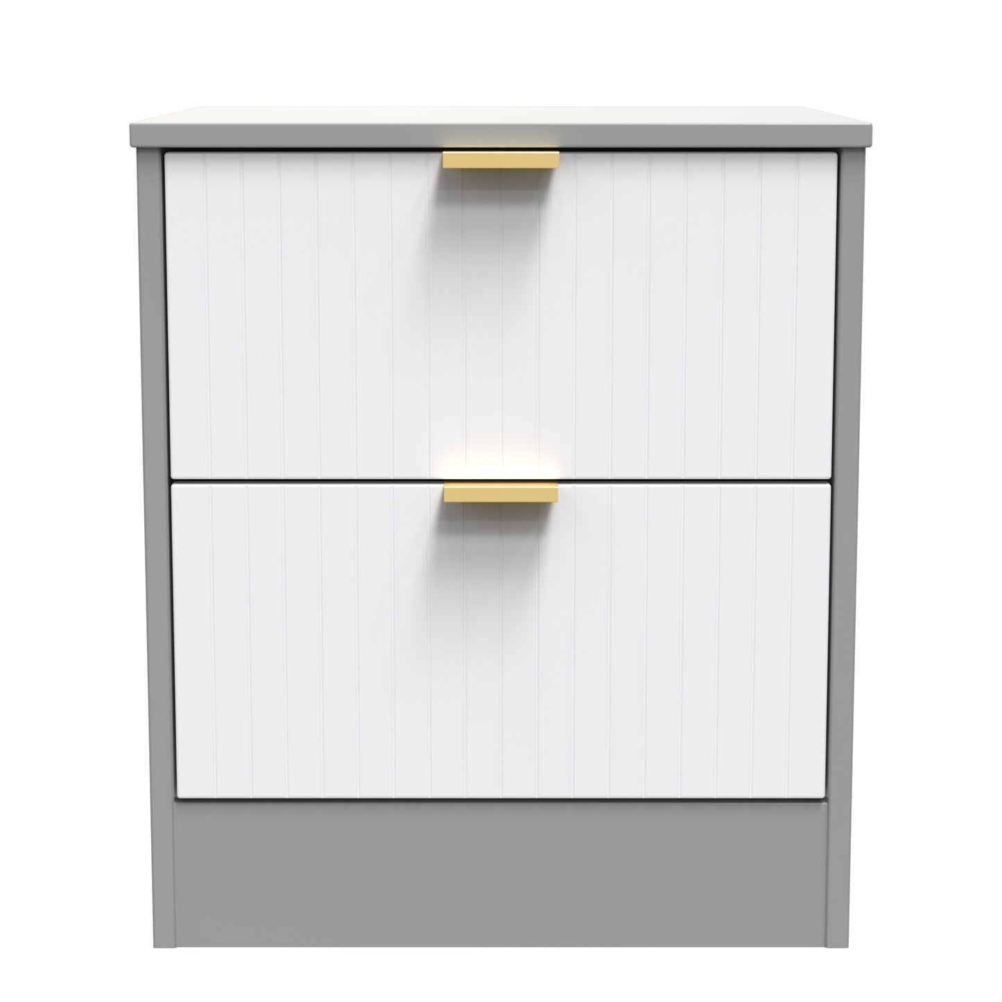 Nashville F Bedside Table White & Grey 2 Drawers 45cm