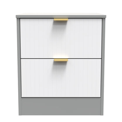 Nashville F Bedside Table White & Grey 2 Drawers 45cm