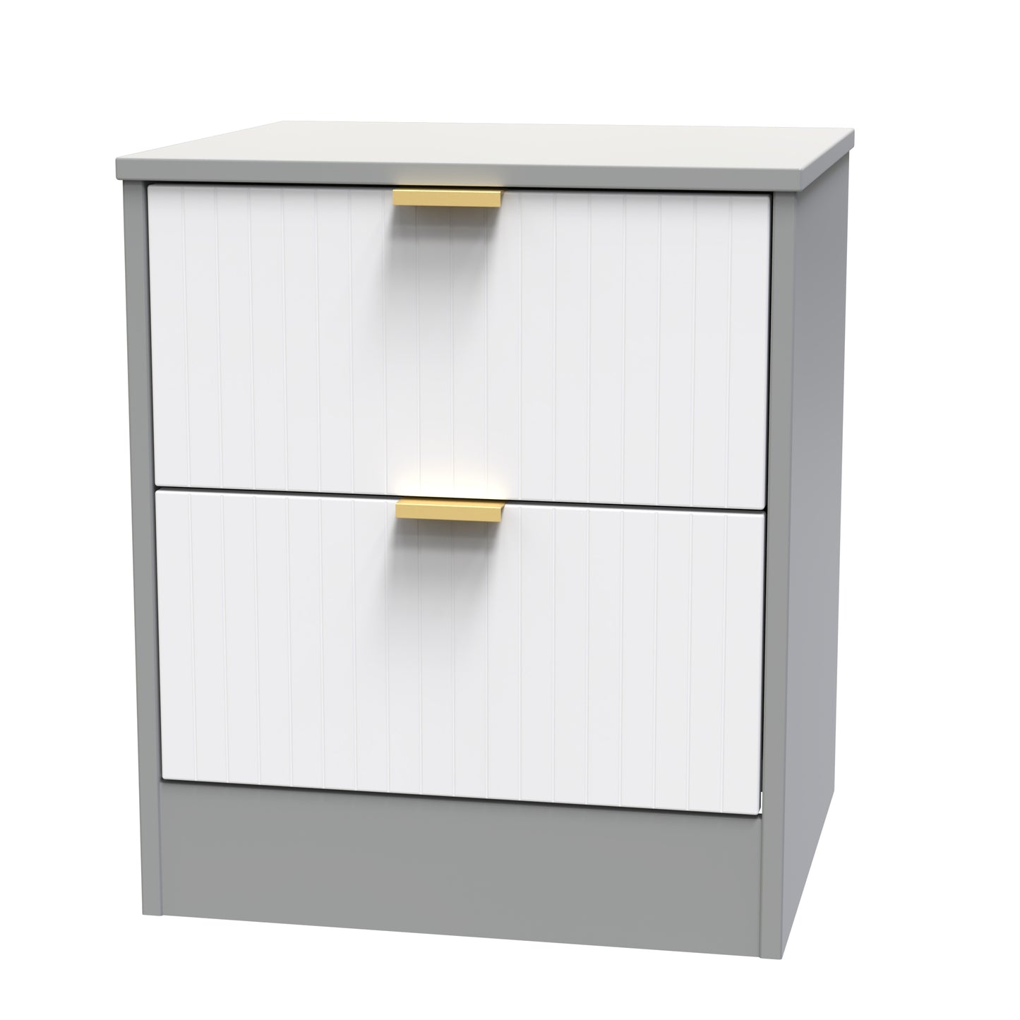 Nashville F Bedside Table White & Grey 2 Drawers 45cm