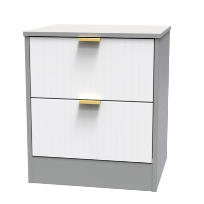 Nashville F Bedside Table White & Grey 2 Drawers 45cm