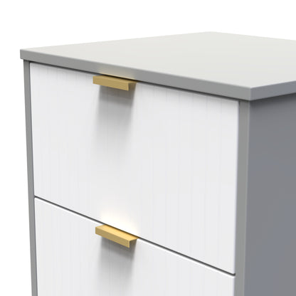 Nashville F Bedside Table White & Grey 2 Drawers 45cm