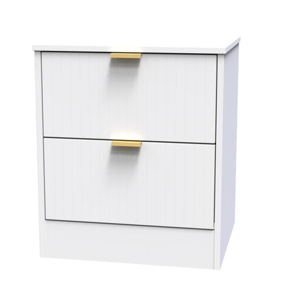 Nashville F Bedside Table White 2 Drawers 45cm