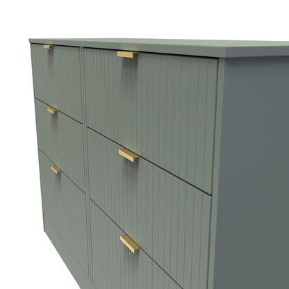 Nashville F Large Chest of Drawers Green 6 Drawers 115cm