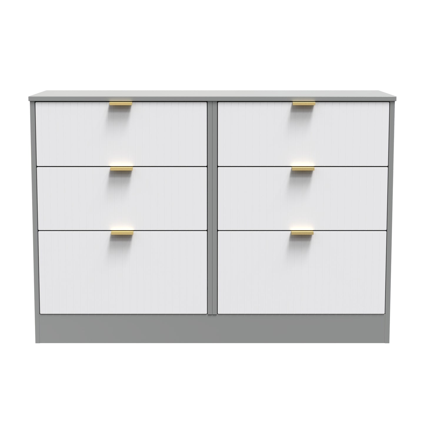 Nashville F Large Chest of Drawers White & Grey 6 Drawers 115cm