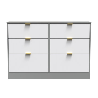 Nashville F Large Chest of Drawers White & Grey 6 Drawers 115cm