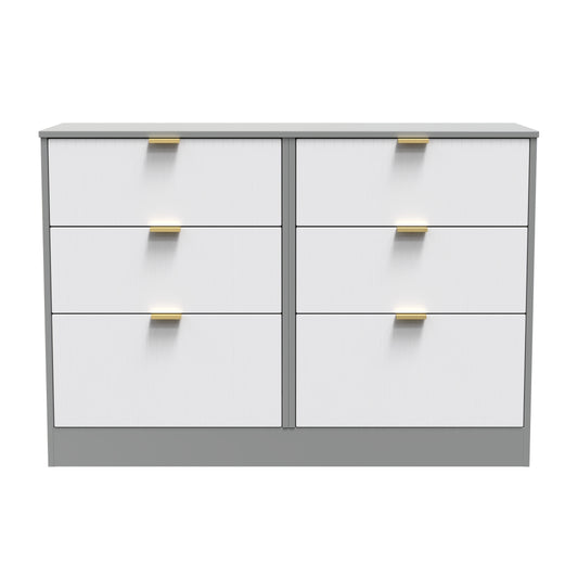 Nashville F Large Chest of Drawers White & Grey 6 Drawers 115cm