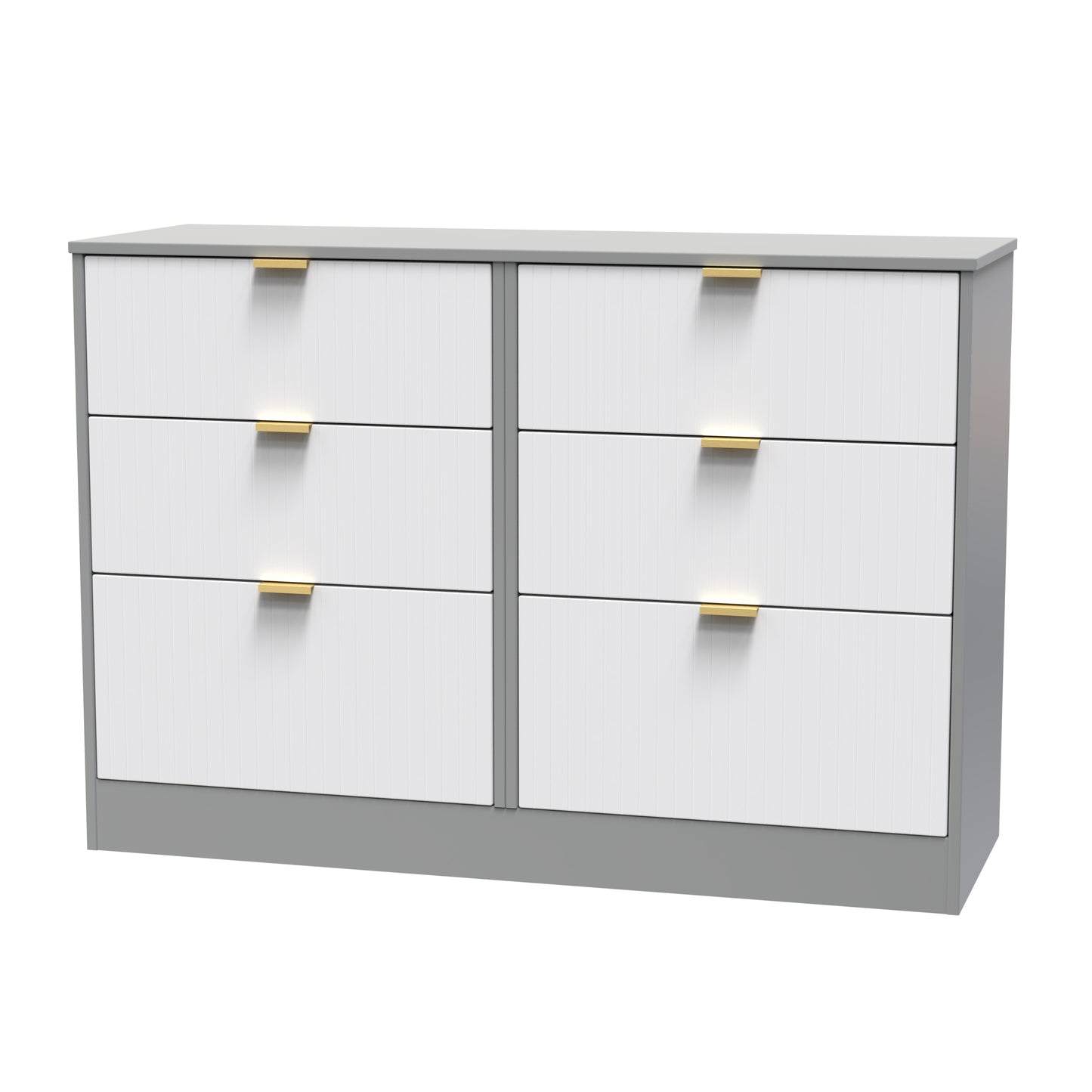 Nashville F Large Chest of Drawers White & Grey 6 Drawers 115cm