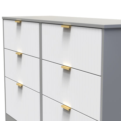 Nashville F Large Chest of Drawers White & Grey 6 Drawers 115cm
