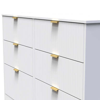 Nashville F Large Chest of Drawers White 6 Drawers 115cm