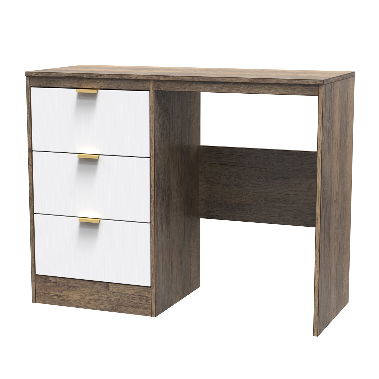 Nashville F Desk White & Vintage Oak 3 Drawers 97cm