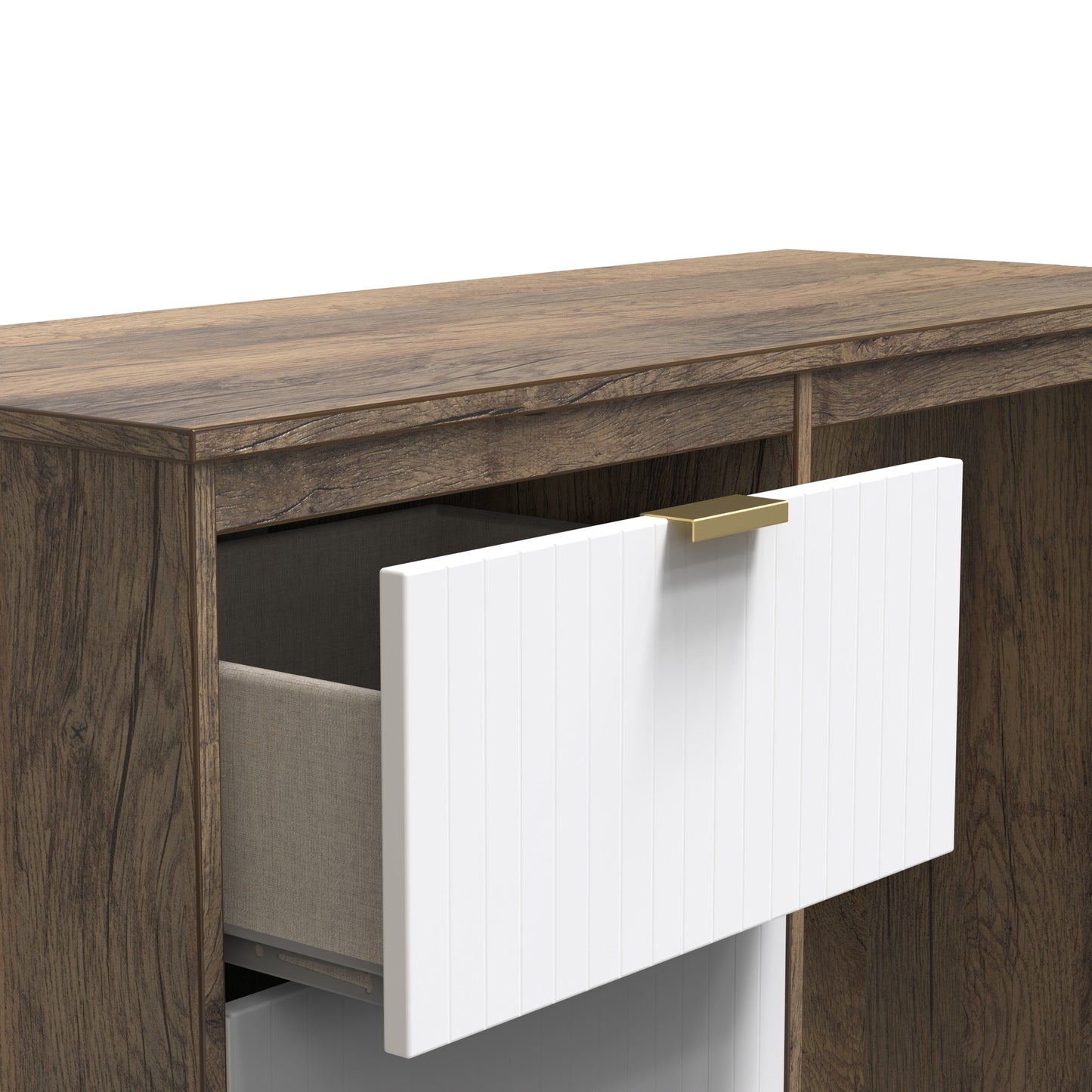 Nashville F Desk White & Vintage Oak 3 Drawers 97cm