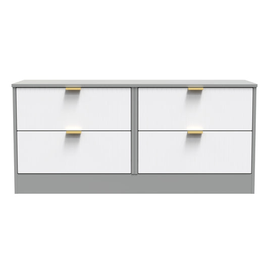 Nashville F Large Chest of Drawers White & Grey 4 Drawers 115cm