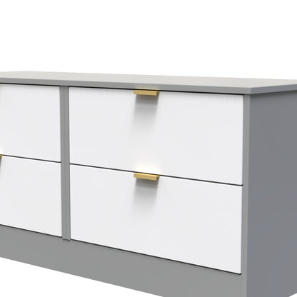 Nashville F Large Chest of Drawers White & Grey 4 Drawers 115cm