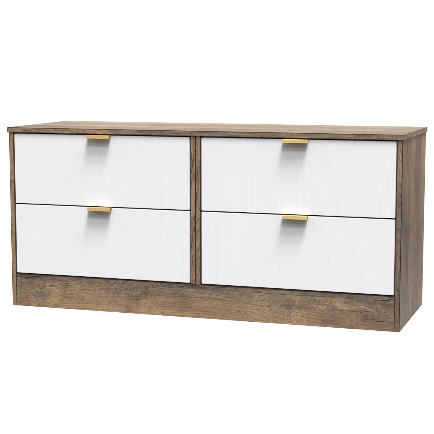 Nashville F Large Chest of Drawers White & Vintage Oak 4 Drawers 115cm