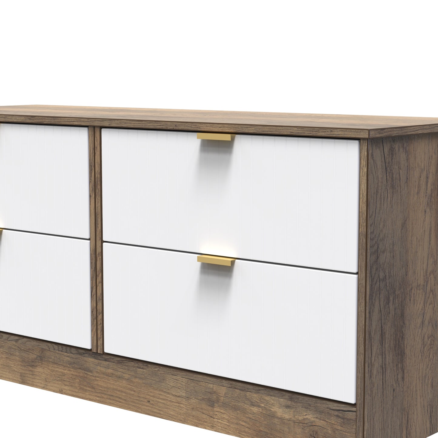 Nashville F Large Chest of Drawers White & Vintage Oak 4 Drawers 115cm