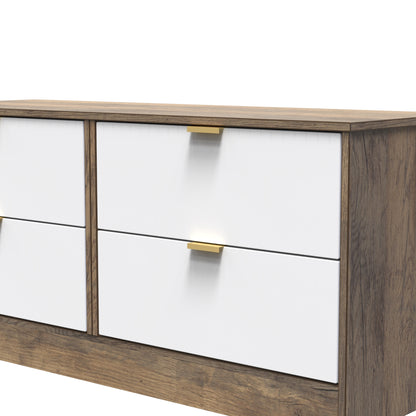 Nashville F Large Chest of Drawers White & Vintage Oak 4 Drawers 115cm