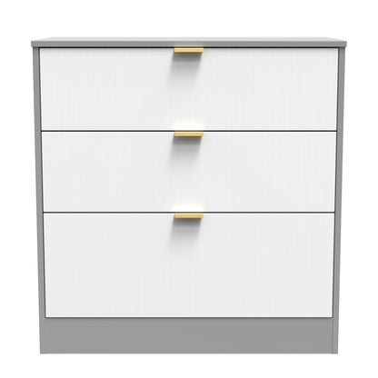 Nashville F Chest of Drawers White & Grey 3 Drawers 77cm