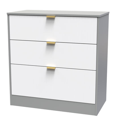 Nashville F Chest of Drawers White & Grey 3 Drawers 77cm