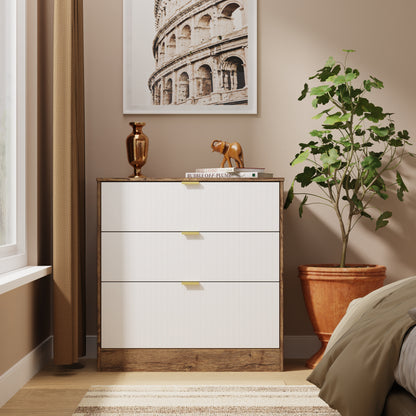 Nashville F Chest of Drawers White & Vintage Oak 3 Drawers 77cm