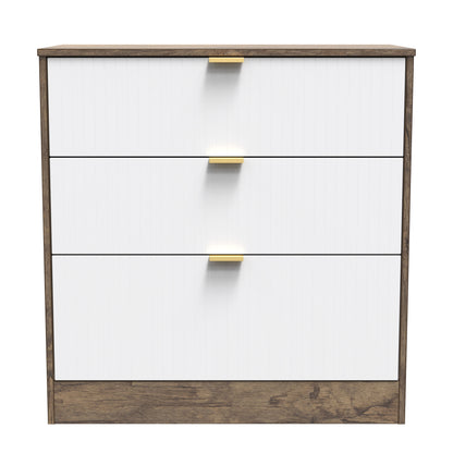 Nashville F Chest of Drawers White & Vintage Oak 3 Drawers 77cm