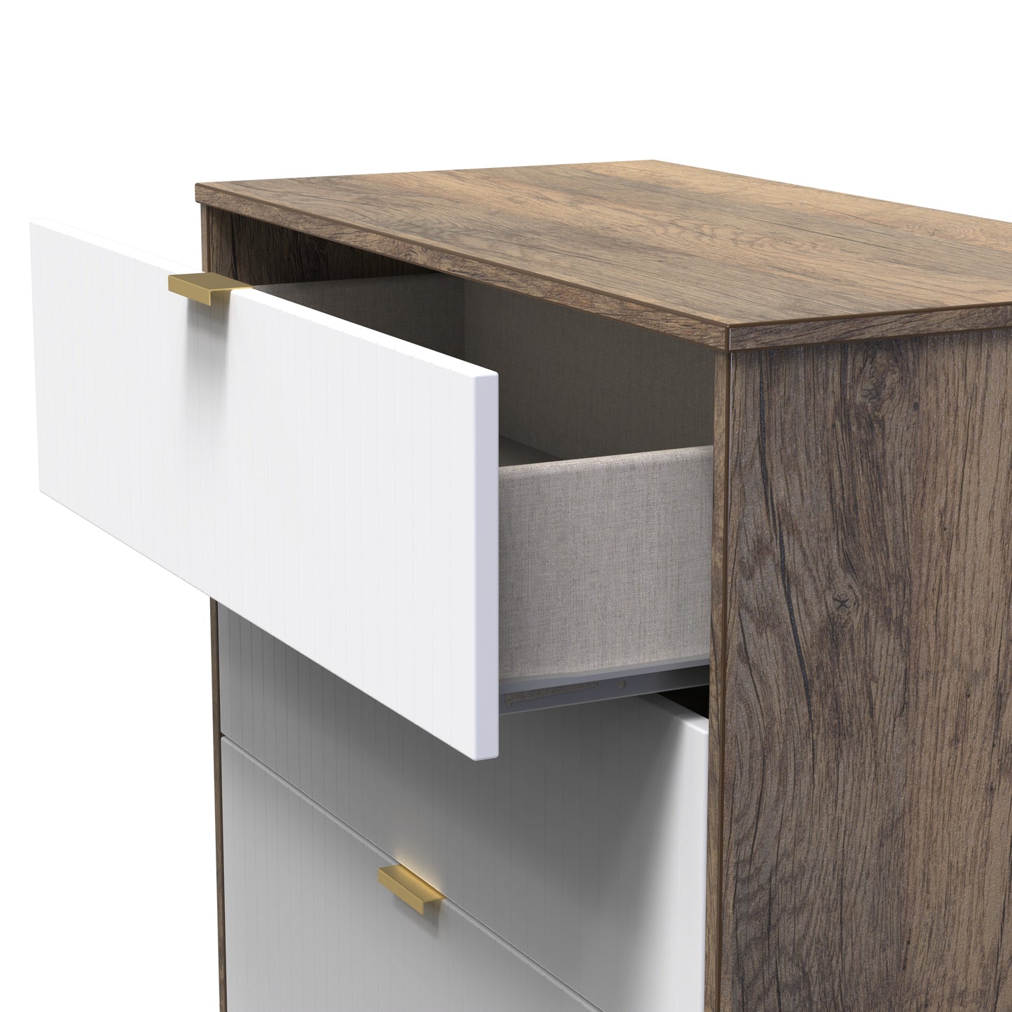 Nashville F Chest of Drawers White & Vintage Oak 3 Drawers 77cm