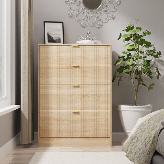 Nashville F Tall Chest of Drawers Light Oak 4 Drawers 77cm