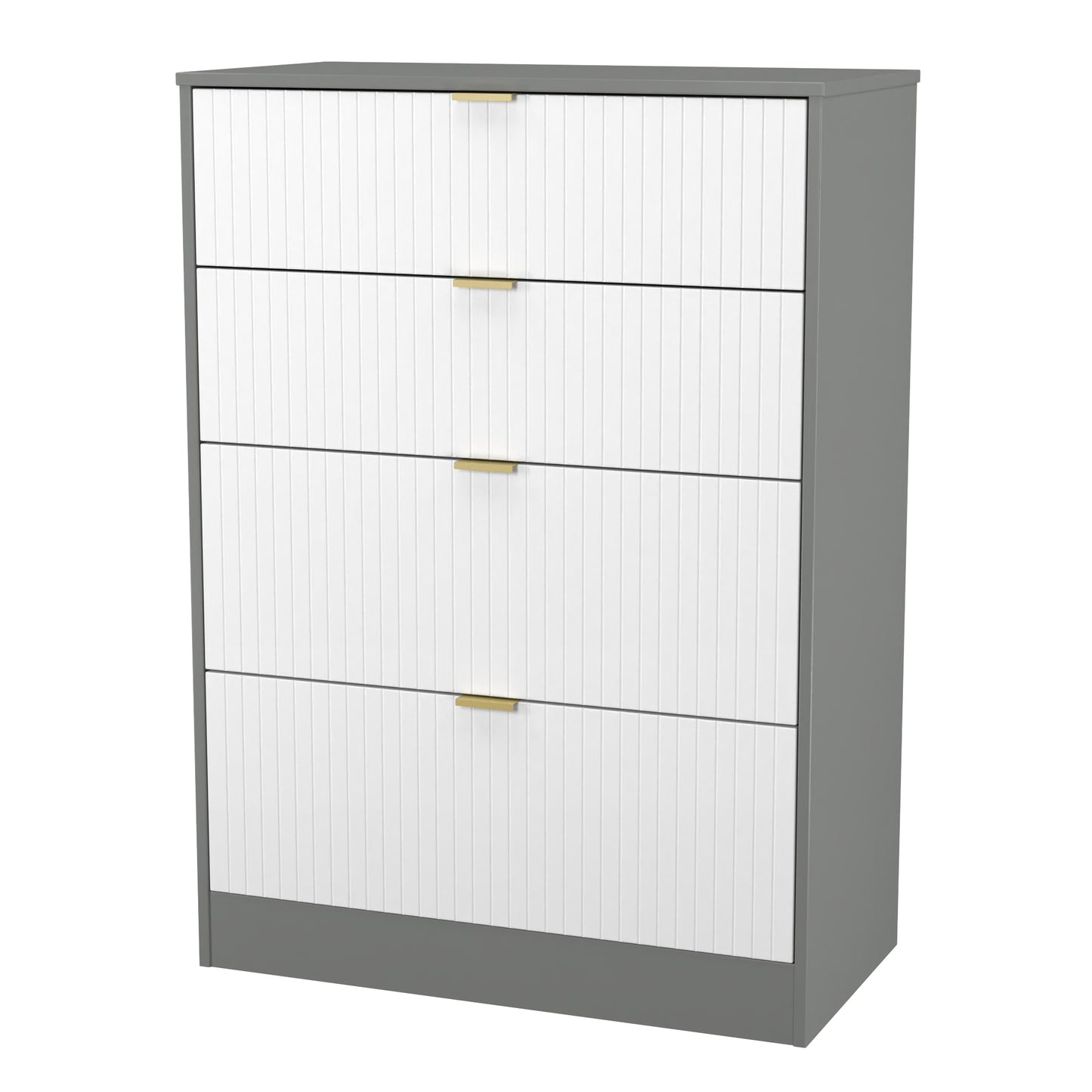 Nashville F Tall Chest of Drawers White & Grey 4 Drawers 77cm
