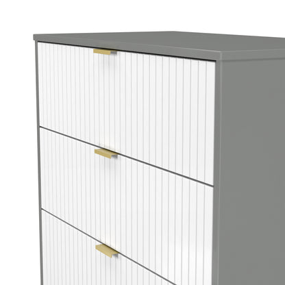 Nashville F Tall Chest of Drawers White & Grey 4 Drawers 77cm