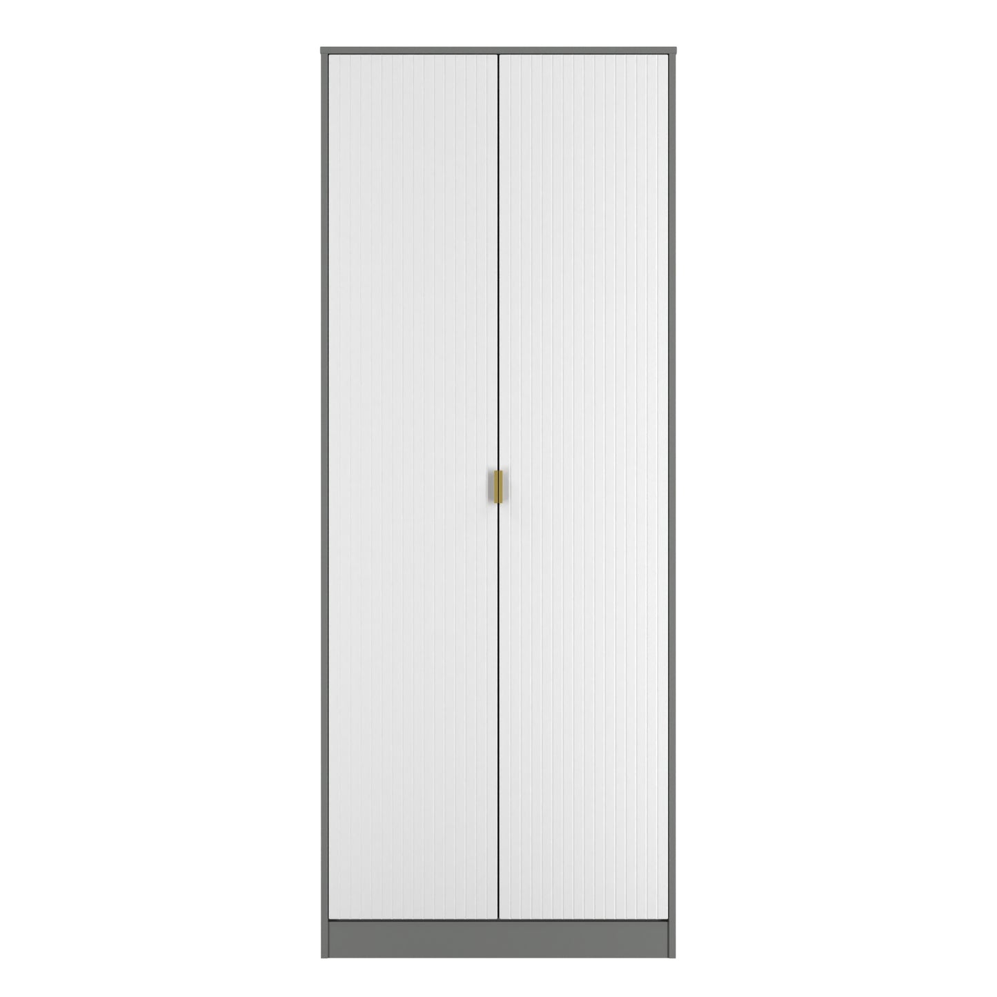 Nashville F Tall Wardrobe White & Grey 2 Doors 1 Shelf 77cm