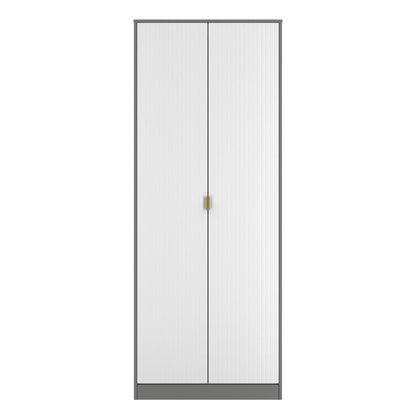 Nashville F Tall Wardrobe White & Grey 2 Doors 1 Shelf 77cm