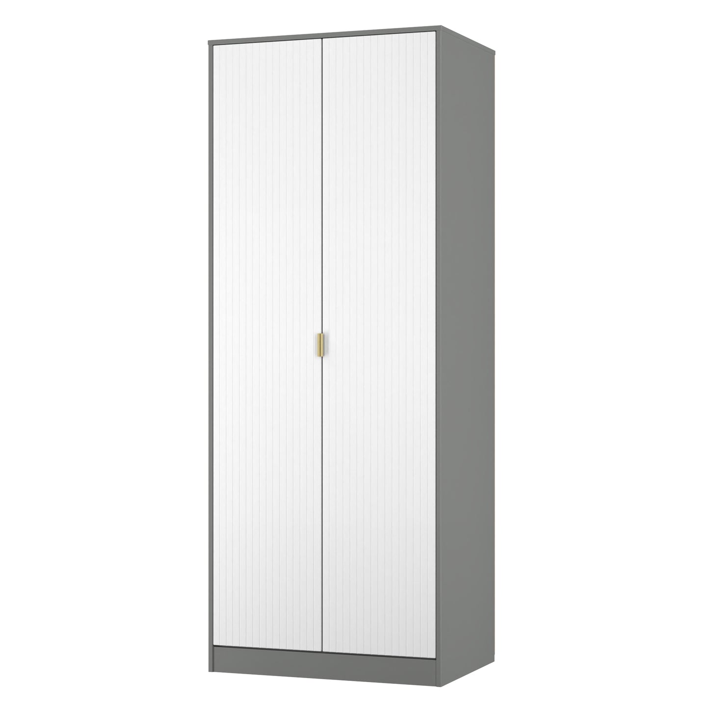 Nashville F Tall Wardrobe White & Grey 2 Doors 1 Shelf 77cm