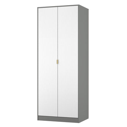 Nashville F Tall Wardrobe White & Grey 2 Doors 1 Shelf 77cm