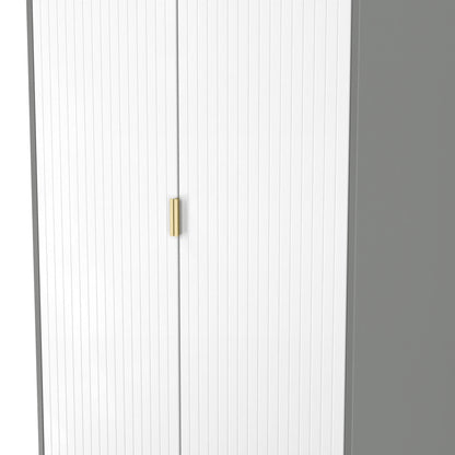 Nashville F Tall Wardrobe White & Grey 2 Doors 1 Shelf 77cm